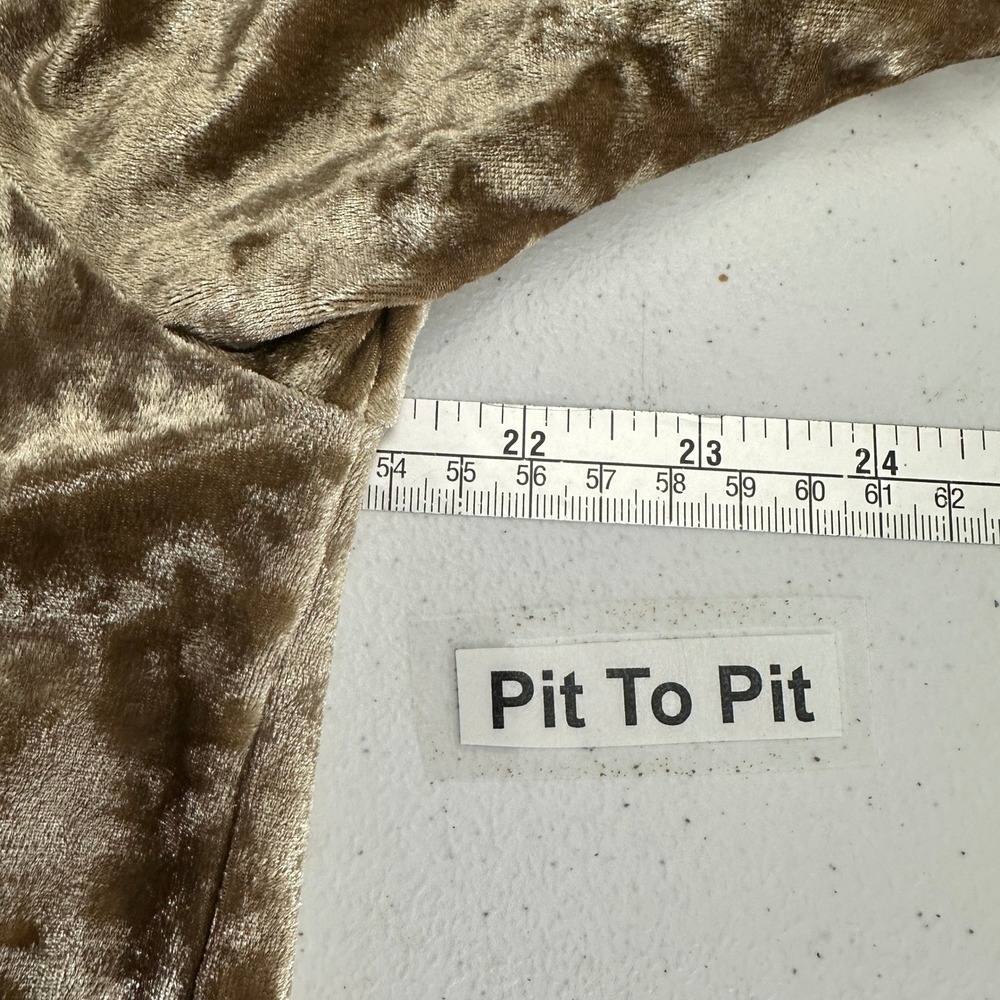Womens Luxurious Crushed Velvet Dress Size L Champagne Minimalist Cocktail - Picture 6 of 8